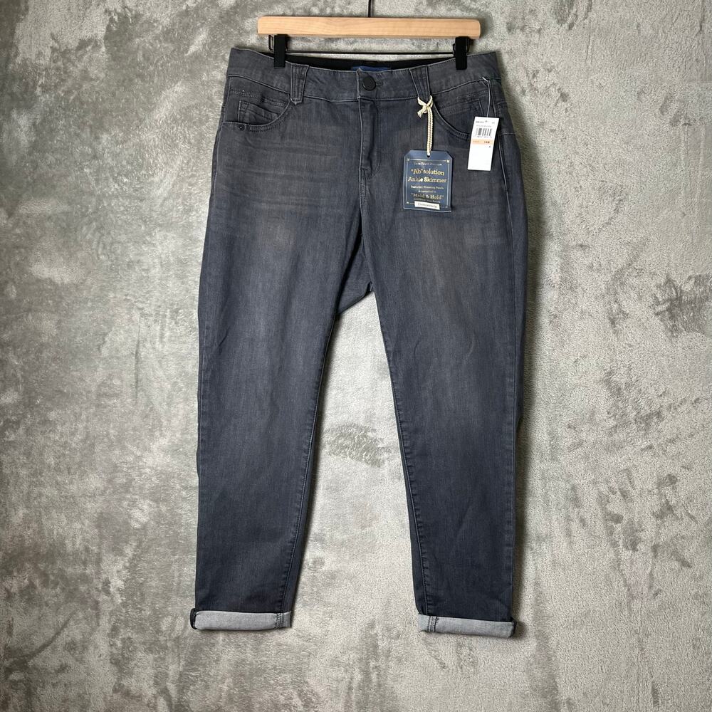 Democracy Ab-solution Ankle Skimmer Jeans Gray Wash 14W Slimming Panels New - Picture 1 of 9